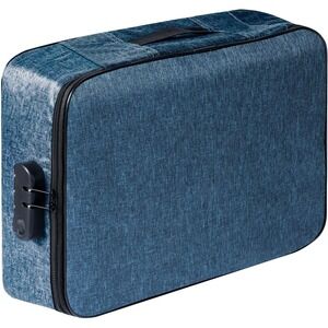 TROTY Travel Document Organizer Case with Combination Lock Blue Denim